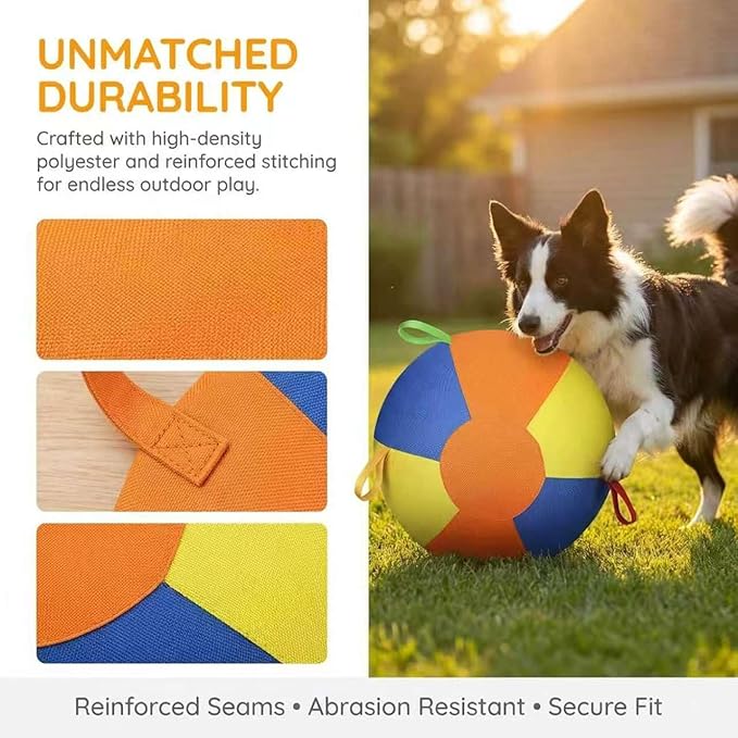 🐾10/18/22" Herding Ball for Dogs & Horses - Tear-Resistant Inflatable Toy with Heavy-Duty Handle Cover & Pump - Durable Exercise Ball for Large Pets