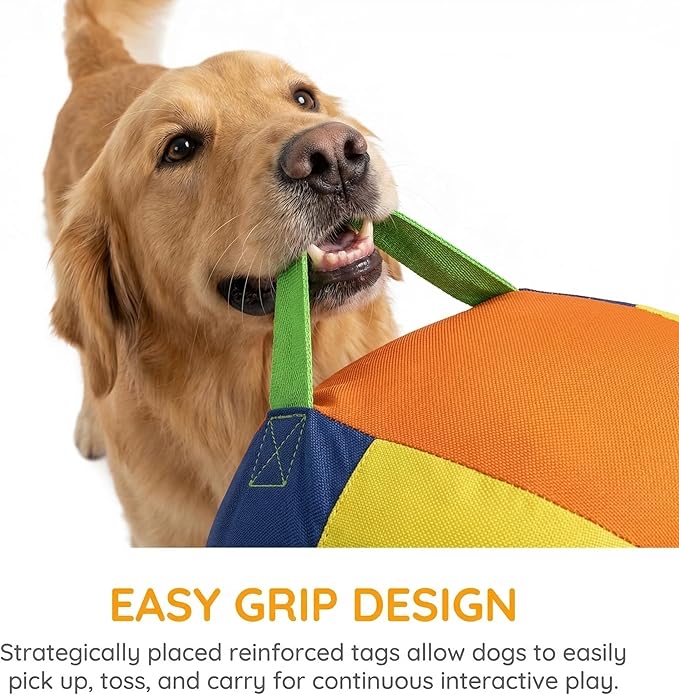 🐾10/18/22" Herding Ball for Dogs & Horses - Tear-Resistant Inflatable Toy with Heavy-Duty Handle Cover & Pump - Durable Exercise Ball for Large Pets