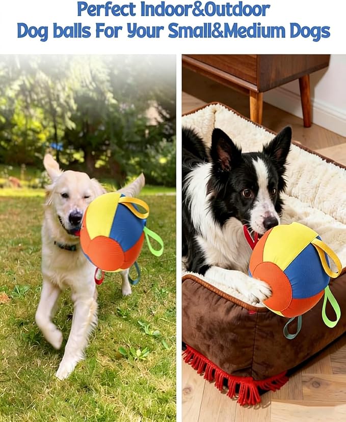 🐾10/18/22" Herding Ball for Dogs & Horses - Tear-Resistant Inflatable Toy with Heavy-Duty Handle Cover & Pump - Durable Exercise Ball for Large Pets