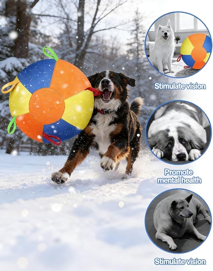 🐾10/18/22" Herding Ball for Dogs & Horses - Tear-Resistant Inflatable Toy with Heavy-Duty Handle Cover & Pump - Durable Exercise Ball for Large Pets
